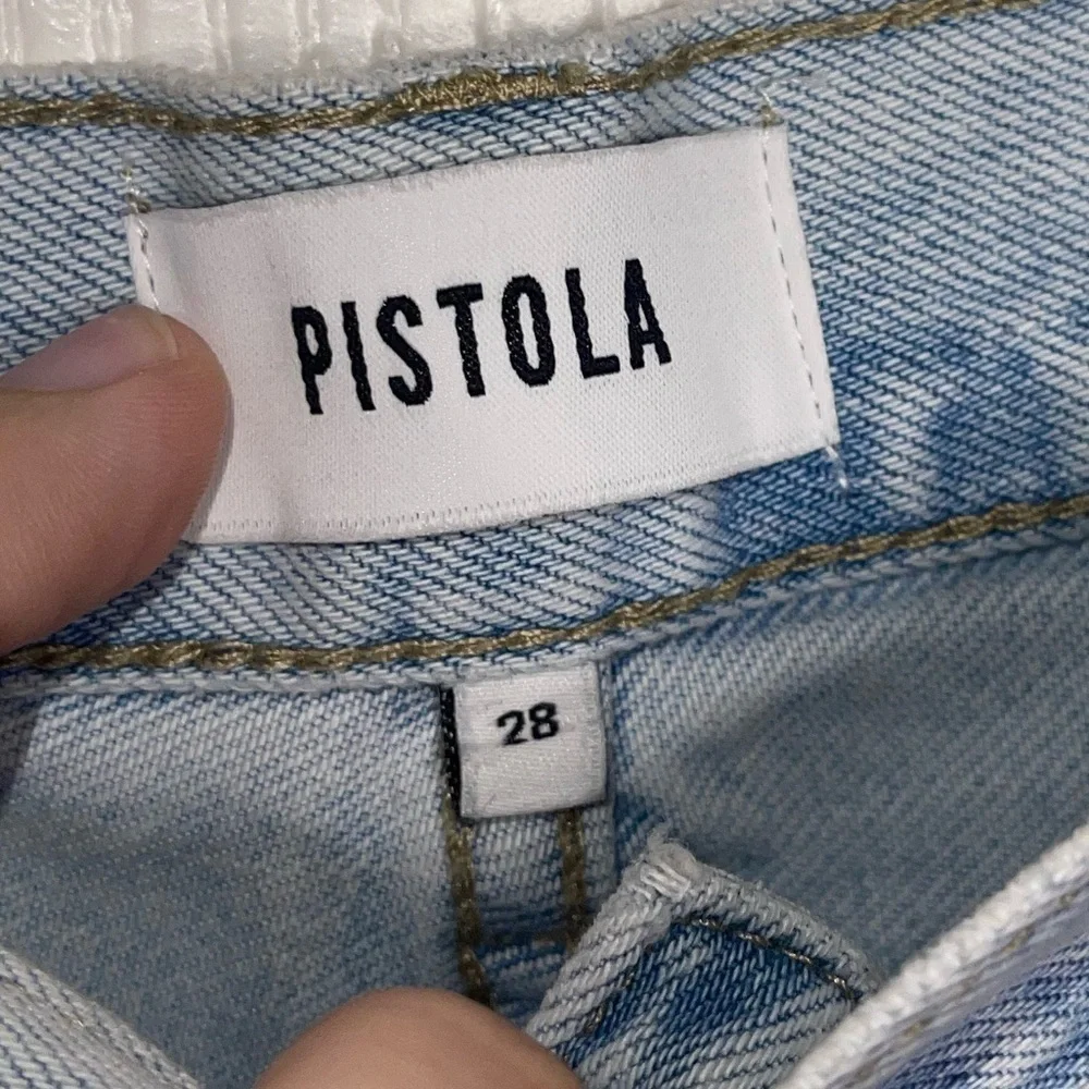 Pistola x Revolve Keaton High Rise Light Wash Distressed Slim Straight Jeans 28